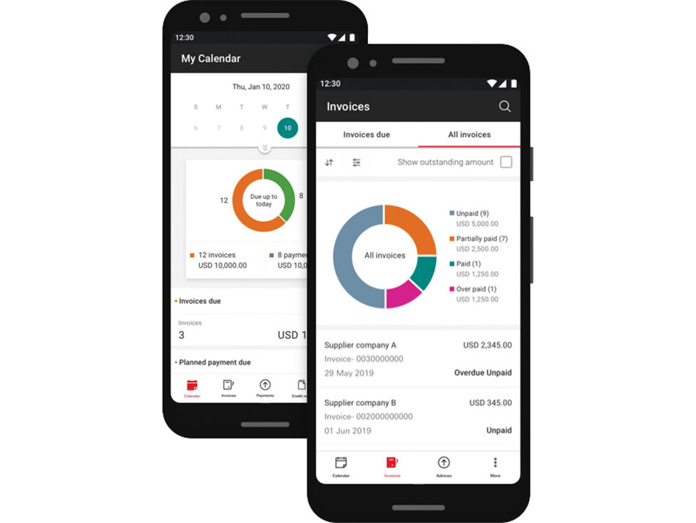  HSBC Digital Accounts Receivables Tool (HSBC DART), Android mobile app interface
