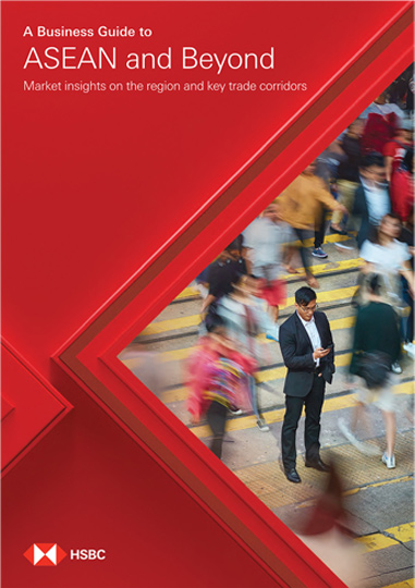 HSBC business guide with hexagonal designs. HSBC business guide with hexagonal designs.